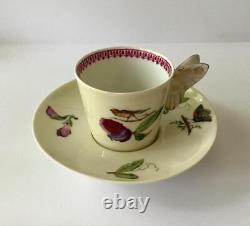 6 Butterfly Handle Haviland & Co Limoges Cups Saucers, Handpainted Birds/Flowers