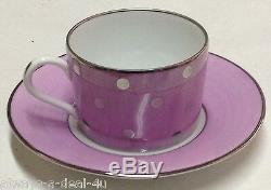 6 J. Seignolles Confetti Hand Painted Lavender With Silver Dots Tea Cup & Saucer