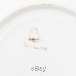 6 Limoges France Hand Painted China Salad Plates Gold Trim Fruit Pattern 7.75