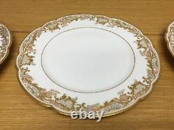 6 Limoges Sevres France Handpainted 9 1/2 Luncheon Plates Embossed Gold