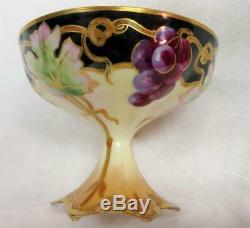 7 ANTIQUE HAVILAND LIMOGES Hand Painted FOOTED PUNCH CUP GOBLETS w GRAPES & GOLD