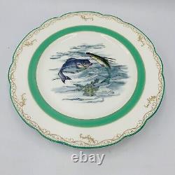 7 Antique Haviland Limoges Fish Wild Game Bird 8.5 Dinner Plates Hand Painted