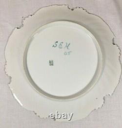 (7) T & V Limoges 8.25 Inch SCALLOPED HANDPAINTED PLATES with Roses c1905/1907