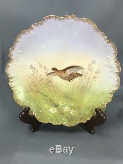 (7pc) Hand Painted LBH Limoges France Autumn Game Birds & Gold Plates with Platter