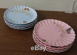 8 Aesthetic Haviland Limoges Plates Hand Painted Enamel Butterfly Meadow Visitor