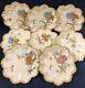 8 Antique Limoges A. Lanternier Plates Hand Painted Flowers And Encrusted Gold