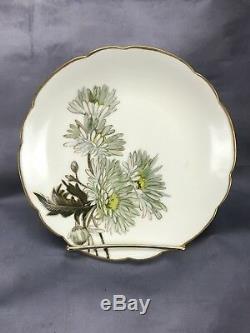(8) Hand Painted Haviland Limoges Flowers & Gold 7 1/4 Scalloped Lunch Plates