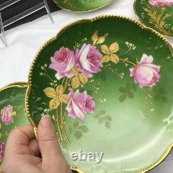 8 Vintage Hand Painted AK France Limoges Flowers Lot Set Cabinet Plates