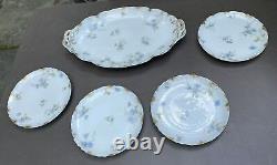 9 Piece Floral Decorated Antique Limoge Porcelain Dessert Set