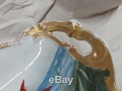 AK Limoges Fish Koi Porcelain Platter France HandPainted Gold Gilt/Trim Antique