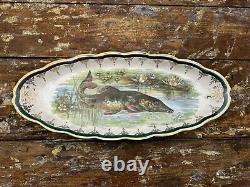 ANTIQUE 1800S LIMOGES PORCELAIN FISH SERVING PLATTER Hand Painted