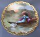 Antique Hand Painted Limoges Woman Duck Artist Signed Plate