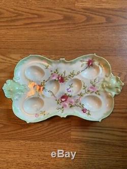 A K France limoges Artist Signed Hand Painted Egg Tray