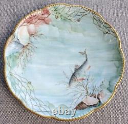 A. Kleinberg & Dwenger Akd France Antique Limoges Fish Snack Plate Hand Painted