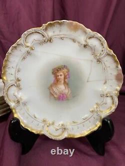 A Lanternier Limoges Hand Painted Portrait Plates Set/6 French Royalty Signed