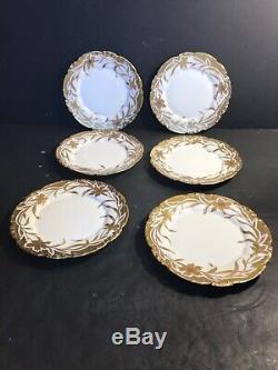 A Set Of 6 Antique Limoges Porcelain Dessert/ Cake Plate/Hand Painted, signed1909