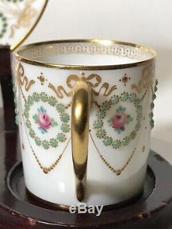 Amazing Hand Painted Jeweled Raynaud Limoges Jeweled Coffe Cup And Saucer