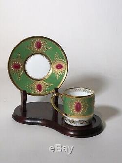 Amazing Raynaud Limoges Hand Painted Jeweled Coffee Cup And Saucer