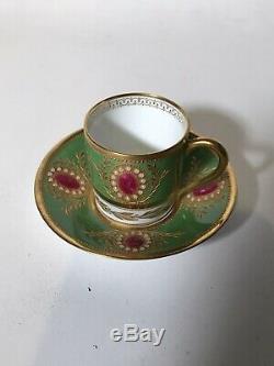 Amazing Raynaud Limoges Hand Painted Jeweled Coffee Cup And Saucer