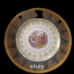 Angelica Kauffman Art Black & Gold Dinnerware Guaranteed 22K Gold Embellishment