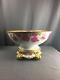 Antq Ca 1910 Limoges T&v Cabbage Rose Hand Painted Punch Bowl With Pedestal