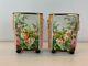 Ant Old Paris Likely Limoges Porcelain Pair Of Cache Pots With Hand Painted Dec