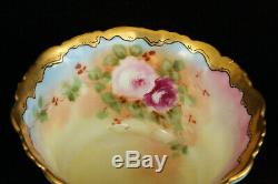Antique 100% Hand Painted Floral T & V Limoges Mush Set Miniature Bowl & Pitcher