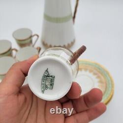 Antique 13 LIMOGES Hand painted Tea Set teapot Cups saucers vibrante Gold rare