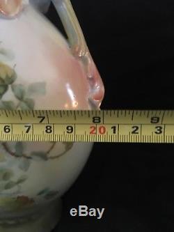 Antique 13 Vase Limoges 1898 Fancy Handles Hand Painted Yellow Roses 1898