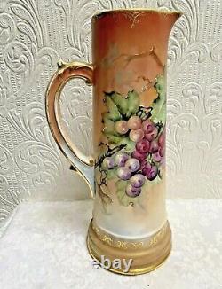 Antique 14 TV Limoges Hand Painted Grapes Tankard