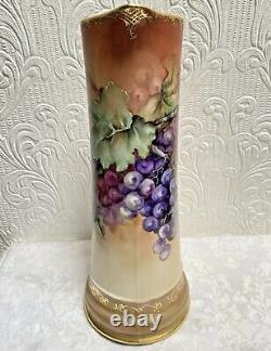 Antique 14 TV Limoges Hand Painted Grapes Tankard