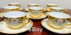 Antique 16-Piece T & V Limoges France Hand Painted Cups and Saucers Set