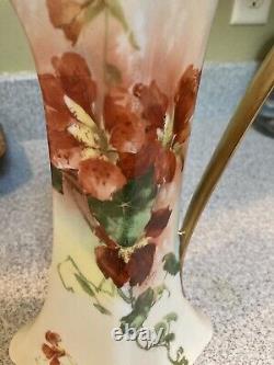 Antique 1890s A. Lanternier Limoges France Hand Painted 10.5 Porcelain Vase