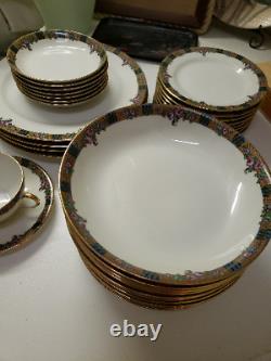 Antique 1891+ JEAN POUYAT/Limoges/70+ piece porcelain dinner service POY133 HP