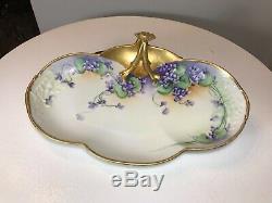 Antique 1901 Guerin Limoges France Bavaria Handled Tray Hand Painted Gold Floral