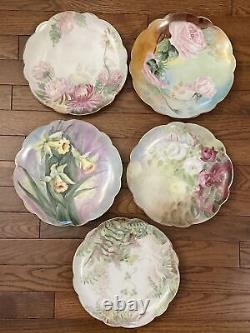 Antique 1902 LIMOGES FRANCE Hand Painted Signed LUNCH PLATE SET 9.5 PRISTINE