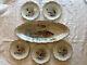 Antique 19c. Coiffe Limoges Hand Painted Gilded Fish Platter 24 With5 Plates