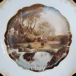 Antique Alfred Lanternier Limoges France Hand Painted Pastoral Scenic Plate 8.5