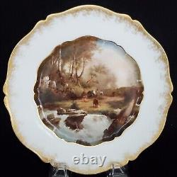 Antique Alfred Lanternier Limoges France Hand Painted Pastoral Scenic Plate 8.5