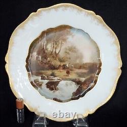 Antique Alfred Lanternier Limoges France Hand Painted Pastoral Scenic Plate 8.5