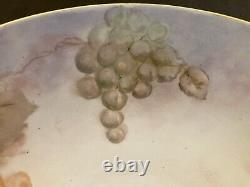 Antique B & Co. Limoges France Punch Bowl and Stand Handpainted Grapes