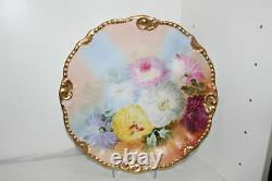 Antique B&h Limoges France Hand Painted 12.5 Charger Plate-gold Trim-signed