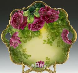 Antique Bavaria Hand Painted Roses Cake Plate