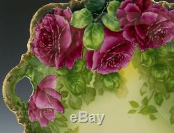 Antique Bavaria Hand Painted Roses Cake Plate