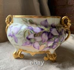 Antique Bawo And Dotter Limoges France cachepot bowl Hand Painted signed 1845