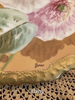 Antique CORONET LIMOGES Hand Painted Dupont Signed Floral Gold Trim 10 Plate