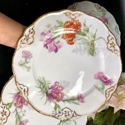 Antique Charles Ahrenfeldt Limoges France Dinner Plates (12) 9.75W Floral Gilt
