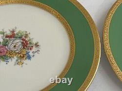 Antique Charles Ahrenfeldt Limoges France Pair of Porcelain Plates Floral Dec