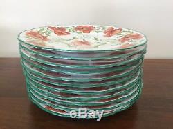 Antique Charles Ahrenfeldt Limoges SAXE Hand-Painted POPPY PLATES Set of 11