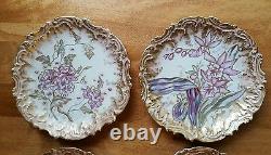 Antique Coiffe Factory Hand Painted Limoges Set of (4) 7 Dessert/Salad Plates